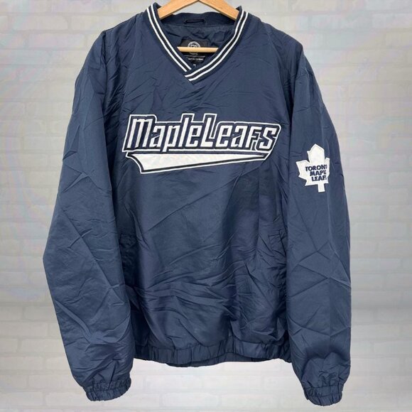 Vintage Toronto Maple Leafs Embroidered Pullover Windbreaker Size XL - Picture 1 of 6